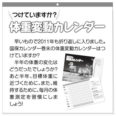 付けていますか？体重変動カレンダー