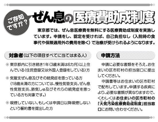 ご存じですか？ぜん息の医療補助制度