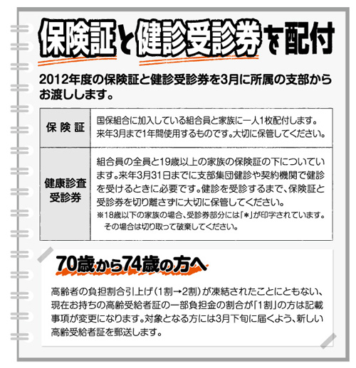 保険証と健診受診券を配布