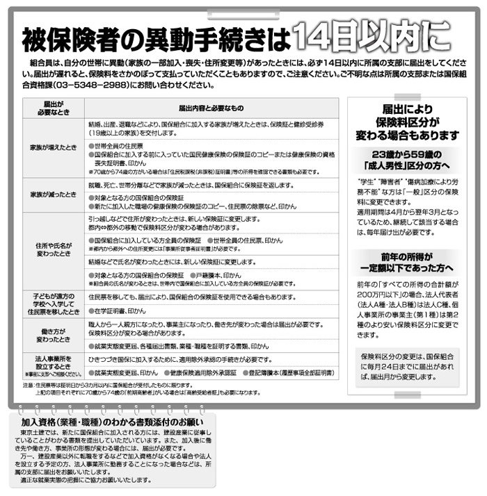 被保険者の異動手続きは14日以内に