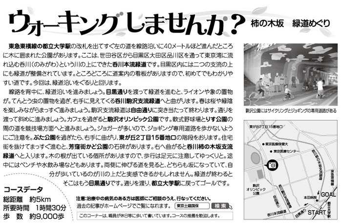 ウォーキングしませんか?柿の木坂 緑道めぐり