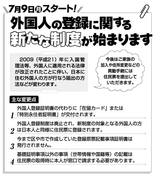 外国人の登録に関する新たな制度が始まります