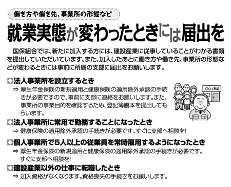 就業実態が変わったときには届け出を