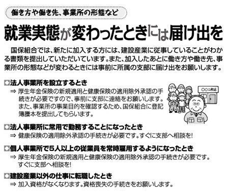 就業実態が変わったときには届け出を