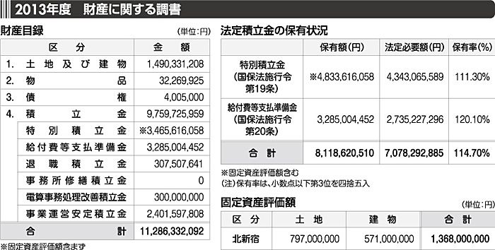 2013年度　財産に関する調書