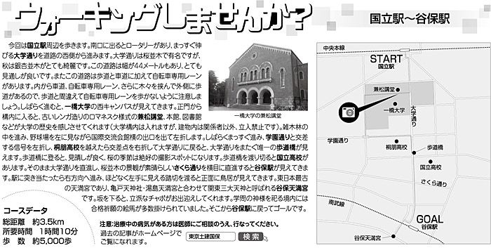ウォーキングしませんか? 国立駅〜谷保駅