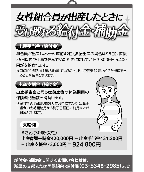 助成組合員が出産したときに受け取れる給付金・補助金