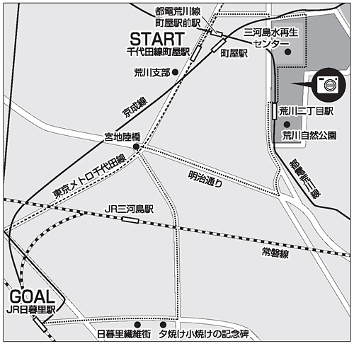 地下鉄千代田線 町屋駅からJR日暮里駅